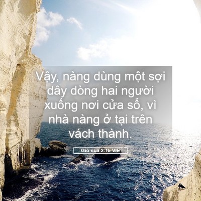 Picture 05 - Giô-sua 2:15 VIE - Vậy, nàng dùng một sợi dây dòng hai - Bible Verse Picture