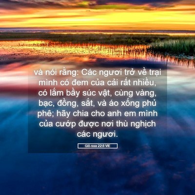 Picture 05 - Giô-sua 22:8 VIE - và nói rằng: Các ngươi trở về trại - Bible Verse Picture