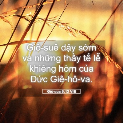Picture 05 - Giô-sua 6:12 VIE - Giô-suê dậy sớm và những thầy tế - Bible Verse Picture