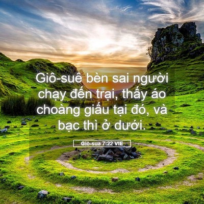 Picture 05 - Giô-sua 7:22 VIE - Giô-suê bèn sai người chạy đến trại, - Bible Verse Picture