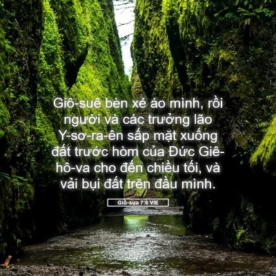 Picture 05 - Giô-sua 7:6 VIE - Giô-suê bèn xé áo mình, rồi người và - Bible Verse Picture