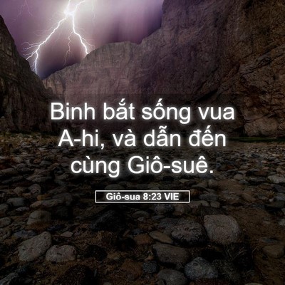 Picture 05 - Giô-sua 8:23 VIE - Binh bắt sống vua A-hi, và dẫn đến - Bible Verse Picture