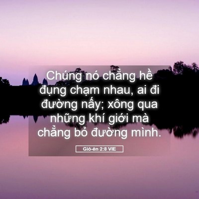 Picture 05 - Giô-ên 2:8 VIE - Chúng nó chẳng hề đụng chạm nhau, ai - Bible Verse Picture