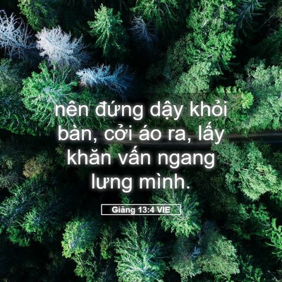Picture 05 - Giăng 13:4 VIE - nên đứng dậy khỏi bàn, cởi áo ra, - Bible Verse Picture