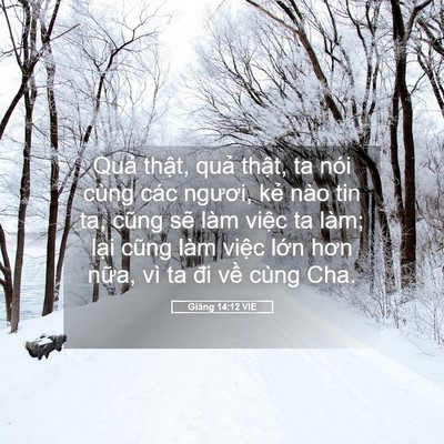 Picture 05 - Giăng 14:12 VIE - Quả thật, quả thật, ta nói cùng các - Bible Verse Picture