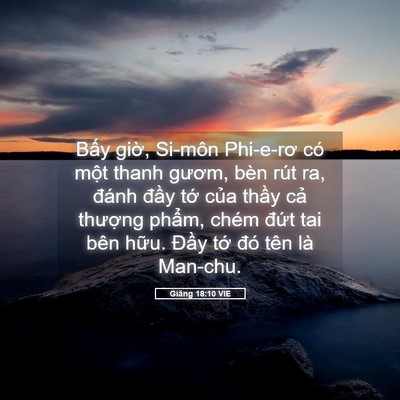 Picture 05 - Giăng 18:10 VIE - Bấy giờ, Si-môn Phi-e-rơ có một thanh - Bible Verse Picture