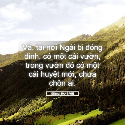 Picture 05 - Giăng 19:41 VIE - Vả, tại nơi Ngài bị đóng đinh, có - Bible Verse Picture
