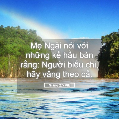 Picture 05 - Giăng 2:5 VIE - Mẹ Ngài nói với những kẻ hầu bàn - Bible Verse Picture