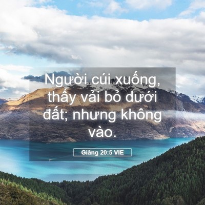 Picture 05 - Giăng 20:5 VIE - Người cúi xuống, thấy vải bỏ dưới - Bible Verse Picture