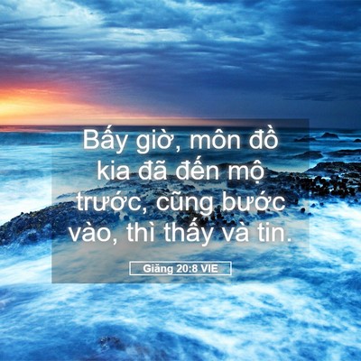 Picture 05 - Giăng 20:8 VIE - Bấy giờ, môn đồ kia đã đến mộ - Bible Verse Picture