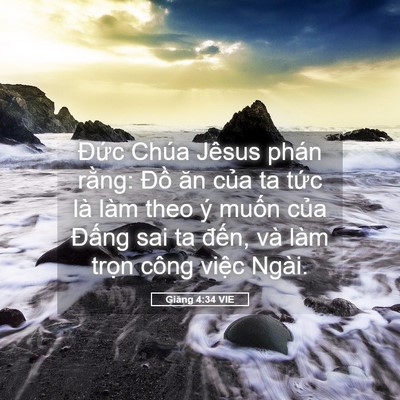 Picture 05 - Giăng 4:34 VIE - Đức Chúa Jêsus phán rằng: Đồ ăn của - Bible Verse Picture