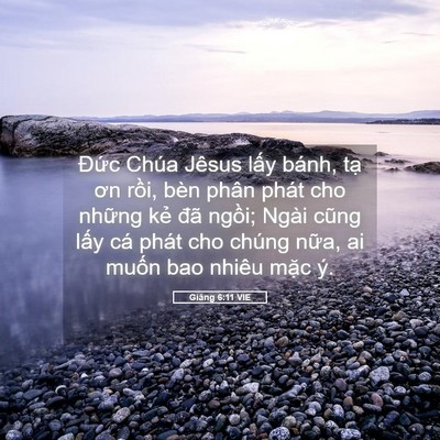 Picture 05 - Giăng 6:11 VIE - Đức Chúa Jêsus lấy bánh, tạ ơn rồi, - Bible Verse Picture