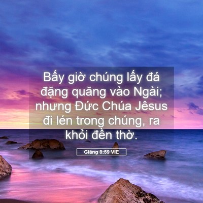 Picture 05 - Giăng 8:59 VIE - Bấy giờ chúng lấy đá đặng quăng vào - Bible Verse Picture