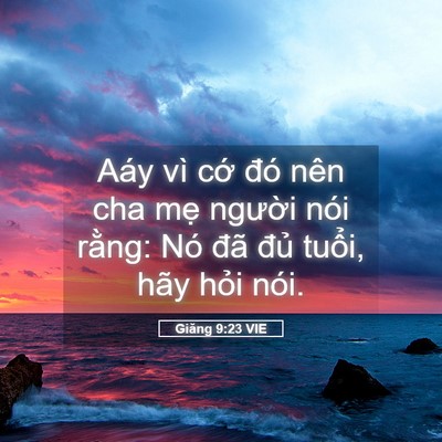 Picture 05 - Giăng 9:23 VIE - Aáy vì cớ đó nên cha mẹ người nói - Bible Verse Picture