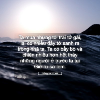 Picture 05 - Giảng Sư 2:7 VIE - Ta mua những tôi trai tớ gái, lại có - Bible Verse Picture