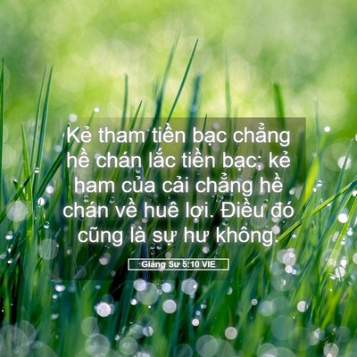 Picture 05 - Giảng Sư 5:10 VIE - Kẻ tham tiền bạc chẳng hề chán lắc - Bible Verse Picture