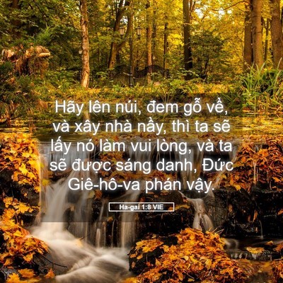 Picture 05 - Ha-gai 1:8 VIE - Hãy lên núi, đem gỗ về, và xây nhà - Bible Verse Picture