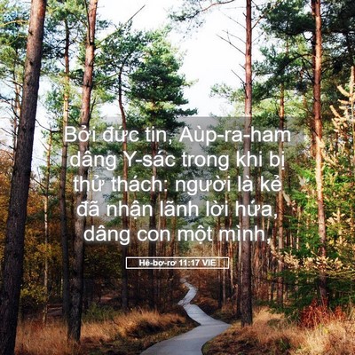 Picture 05 - Hê-bơ-rơ 11:17 VIE - Bởi đức tin, Aùp-ra-ham dâng Y-sác trong - Bible Verse Picture