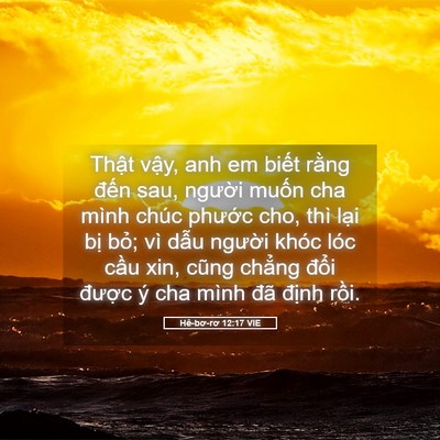 Picture 05 - Hê-bơ-rơ 12:17 VIE - Thật vậy, anh em biết rằng đến sau, - Bible Verse Picture
