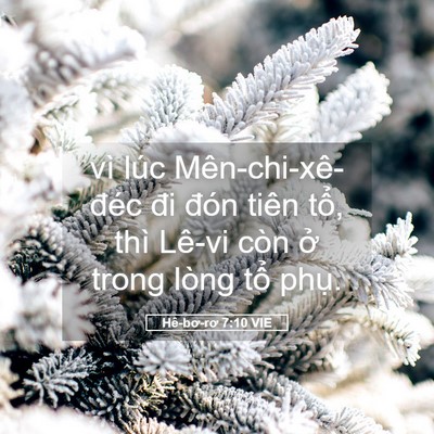 Picture 05 - Hê-bơ-rơ 7:10 VIE - vì lúc Mên-chi-xê-đéc đi đón tiên tổ, - Bible Verse Picture