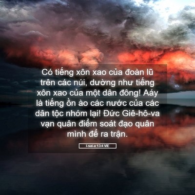Picture 05 - I-sai-a 13:4 VIE - Có tiếng xôn xao của đoàn lũ trên các - Bible Verse Picture