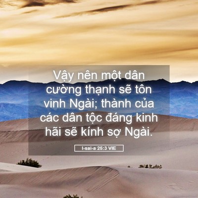 Picture 05 - I-sai-a 25:3 VIE - Vậy nên một dân cường thạnh sẽ tôn - Bible Verse Picture