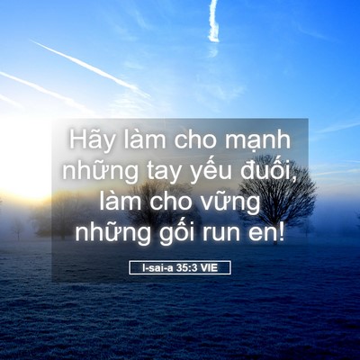 Picture 05 - I-sai-a 35:3 VIE - Hãy làm cho mạnh những tay yếu đuối, - Bible Verse Picture