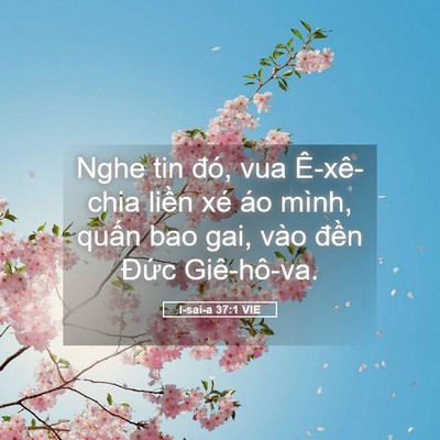 Picture 05 - I-sai-a 37:1 VIE - Nghe tin đó, vua Ê-xê-chia liền xé áo - Bible Verse Picture