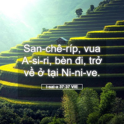 Picture 05 - I-sai-a 37:37 VIE - San-chê-ríp, vua A-si-ri, bèn đi, trở về - Bible Verse Picture