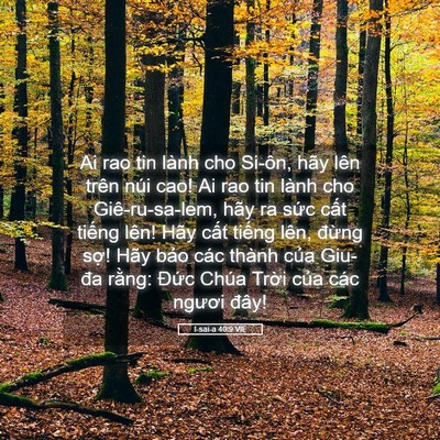 Picture 05 - I-sai-a 40:9 VIE - Ai rao tin lành cho Si-ôn, hãy lên trên núi - Bible Verse Picture