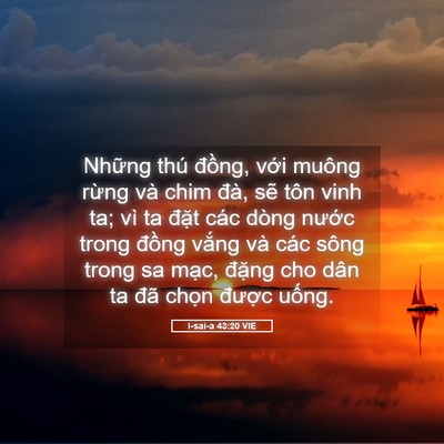 Picture 05 - I-sai-a 43:20 VIE - Những thú đồng, với muông rừng và - Bible Verse Picture