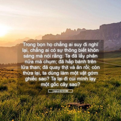 Picture 05 - I-sai-a 44:19 VIE - Trong bọn họ chẳng ai suy đi nghĩ lại, - Bible Verse Picture