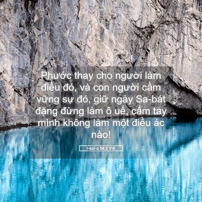 Picture 05 - I-sai-a 56:2 VIE - Phước thay cho người làm điều đó, và - Bible Verse Picture