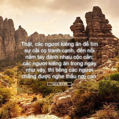 Picture 05 - I-sai-a 58:4 VIE - Thật, các ngươi kiêng ăn để tìm sự - Bible Verse Picture