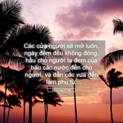 Picture 05 - I-sai-a 60:11 VIE - Các cửa ngươi sẽ mở luôn, ngày đêm - Bible Verse Picture