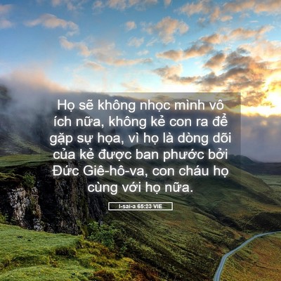 Picture 05 - I-sai-a 65:23 VIE - Họ sẽ không nhọc mình vô ích nữa, - Bible Verse Picture