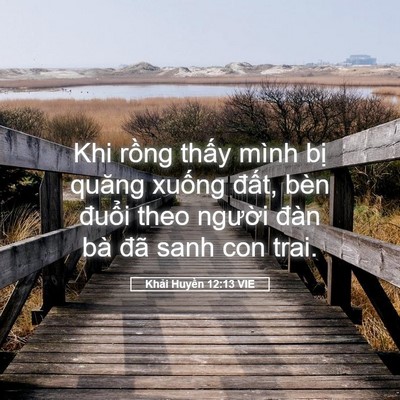 Picture 05 - Khải Huyền 12:13 VIE - Khi rồng thấy mình bị quăng xuống - Bible Verse Picture