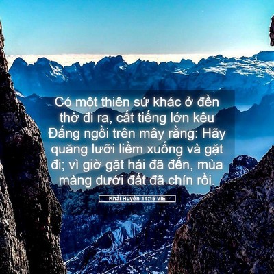 Picture 05 - Khải Huyền 14:15 VIE - Có một thiên sứ khác ở đền thờ đi - Bible Verse Picture