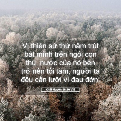 Picture 05 - Khải Huyền 16:10 VIE - Vị thiên sứ thứ năm trút bát mình - Bible Verse Picture