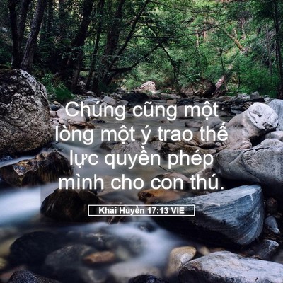 Picture 05 - Khải Huyền 17:13 VIE - Chúng cũng một lòng một ý trao thế - Bible Verse Picture