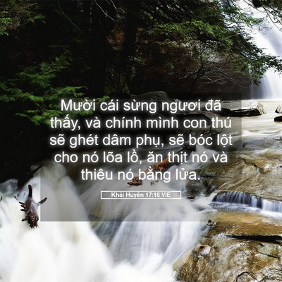 Picture 05 - Khải Huyền 17:16 VIE - Mười cái sừng ngươi đã thấy, và - Bible Verse Picture