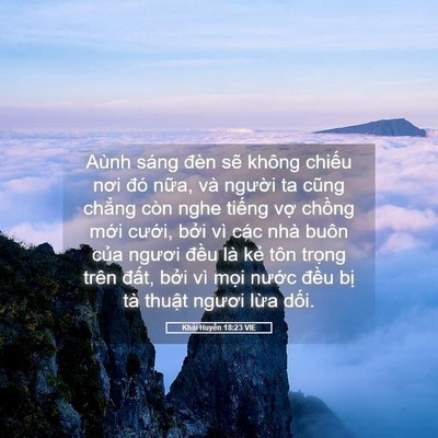 Picture 05 - Khải Huyền 18:23 VIE - Aùnh sáng đèn sẽ không chiếu nơi đó - Bible Verse Picture