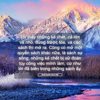 Picture 05 - Khải Huyền 20:12 VIE - Tôi thấy những kẻ chết, cả lớn và - Bible Verse Picture