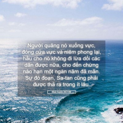 Picture 05 - Khải Huyền 20:3 VIE - Người quăng nó xuống vực, đóng cửa - Bible Verse Picture