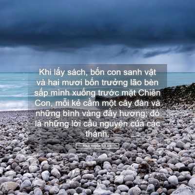 Picture 05 - Khải Huyền 5:8 VIE - Khi lấy sách, bốn con sanh vật và hai - Bible Verse Picture