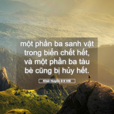 Picture 05 - Khải Huyền 8:9 VIE - một phần ba sanh vật trong biển chết - Bible Verse Picture