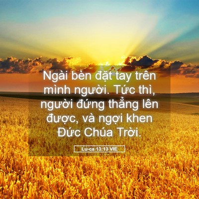 Picture 05 - Lu-ca 13:13 VIE - Ngài bèn đặt tay trên mình người. Tức - Bible Verse Picture