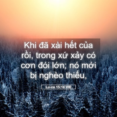 Picture 05 - Lu-ca 15:14 VIE - Khi đã xài hết của rồi, trong xứ xảy - Bible Verse Picture