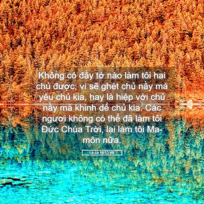 Picture 05 - Lu-ca 16:13 VIE - Không có đầy tớ nào làm tôi hai chủ - Bible Verse Picture