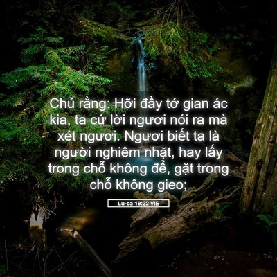 Picture 05 - Lu-ca 19:22 VIE - Chủ rằng: Hỡi đầy tớ gian ác kia, ta - Bible Verse Picture